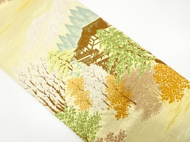 JAPANESE KIMONO / ANTIQUE FUKURO OBI / SILK / WOVEN KIYOMIZU TEMPLE